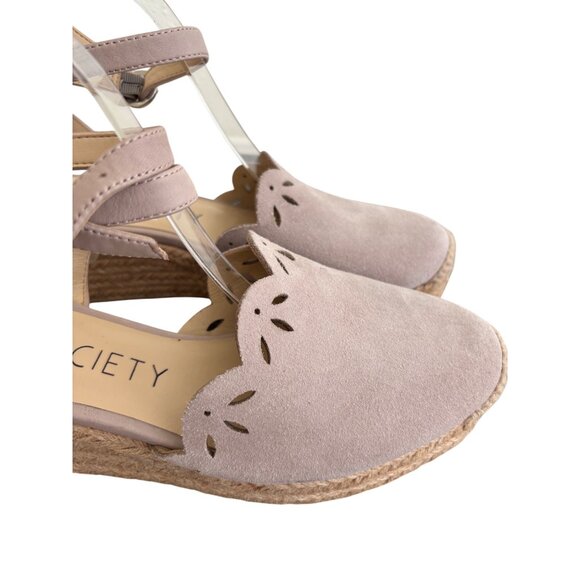 Sole Society Calysa Mauve Espadrille Wedge Sandals Laser-Cut Detail Womens 9.5 - Picture 9 of 13